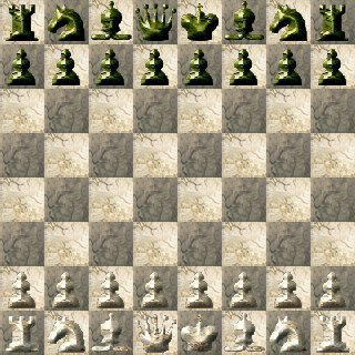 Tablero de ajedrez con apariencia de piedra